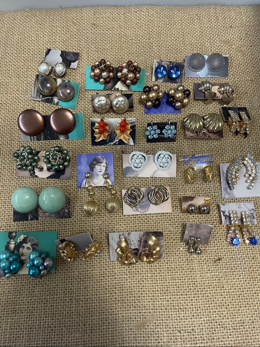 Large lot of vintage clip on and screw back earrings 26 pairs